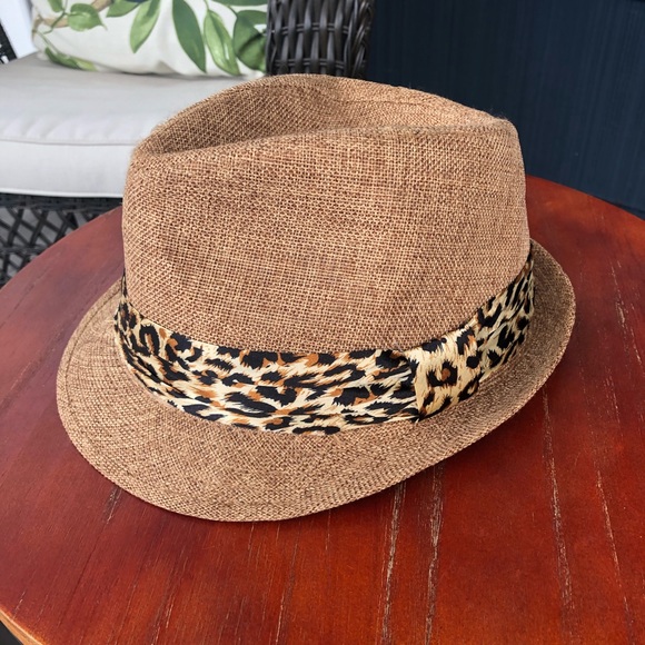 Accessories - Broadway Sun Leopard Print Detail Fedora Hat - OS